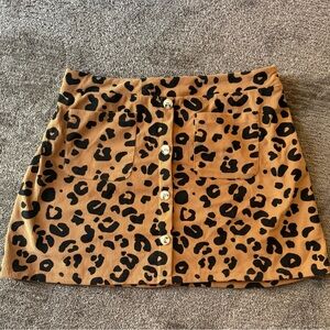 SHEIN MINI CORD LEOPARD CHEETAH SKIRT NWOT 1X ANIMAL PRINT CURVE ELASTIC WAIST